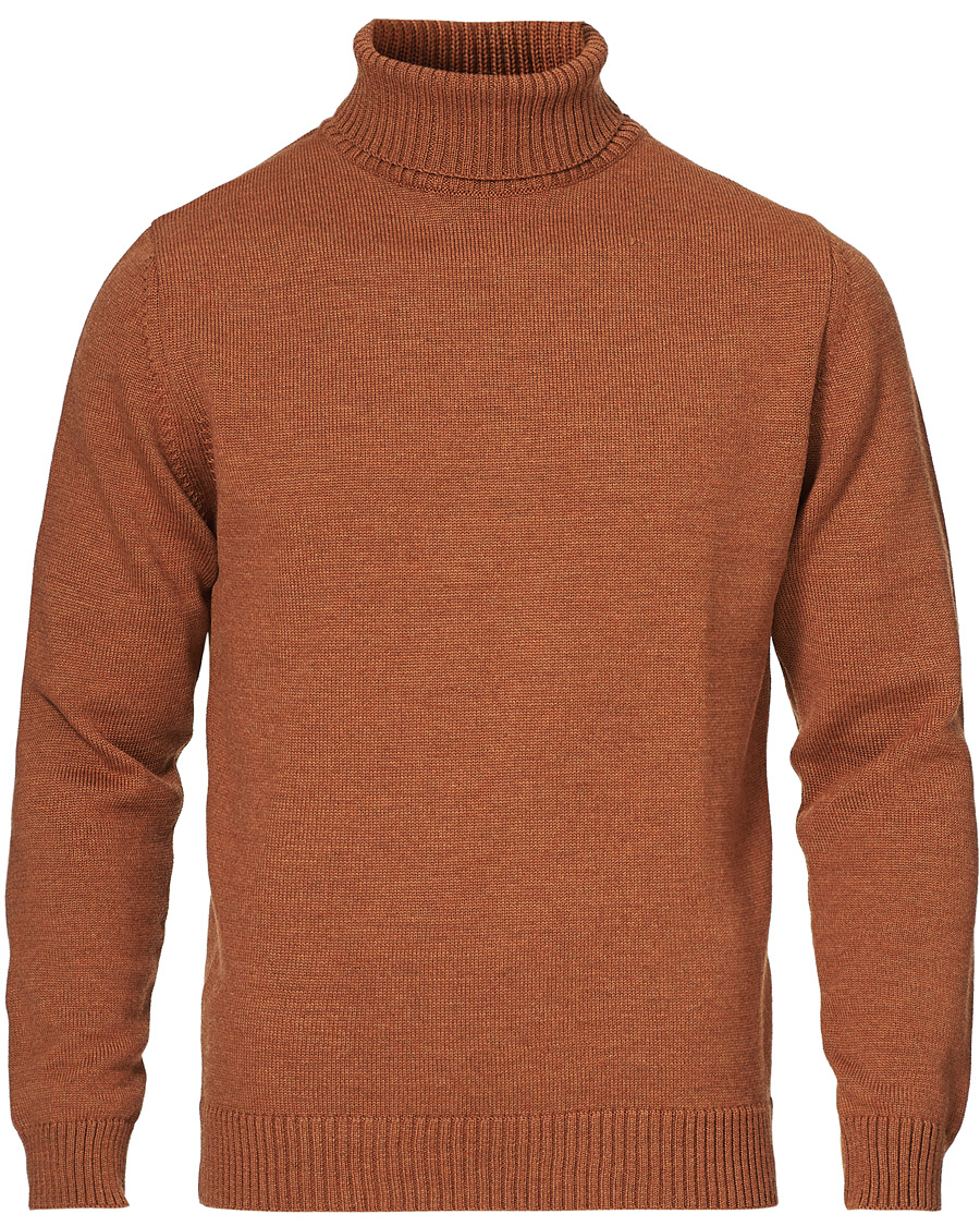 Homme | Pulls Et Tricots | Stenströms | Heavy Knitted Merino Rollneck Soft Orange