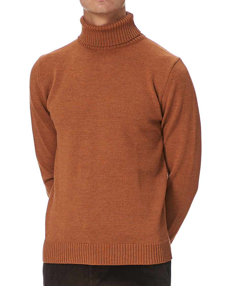 Homme | Pulls Et Tricots | Stenströms | Heavy Knitted Merino Rollneck Soft Orange