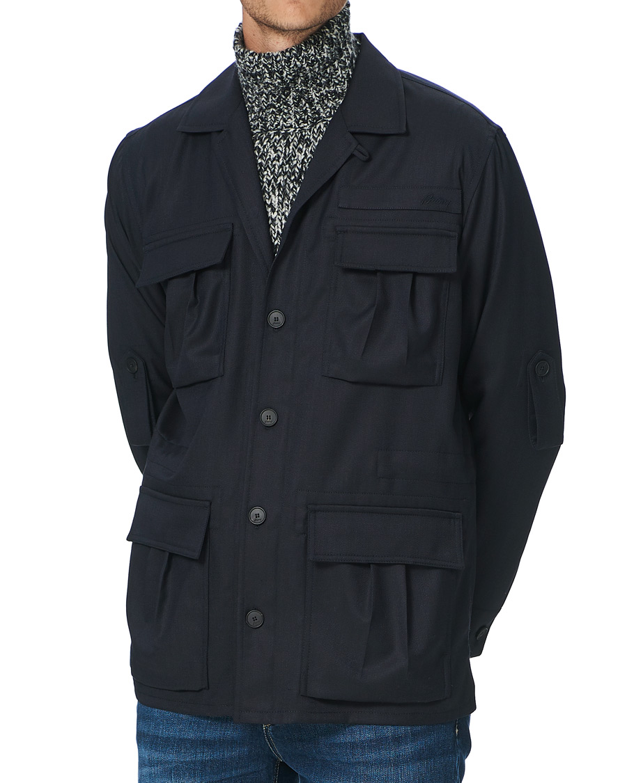 Homme | Manteaux Et Vestes | Brioni | Light Wool Sahariana Navy