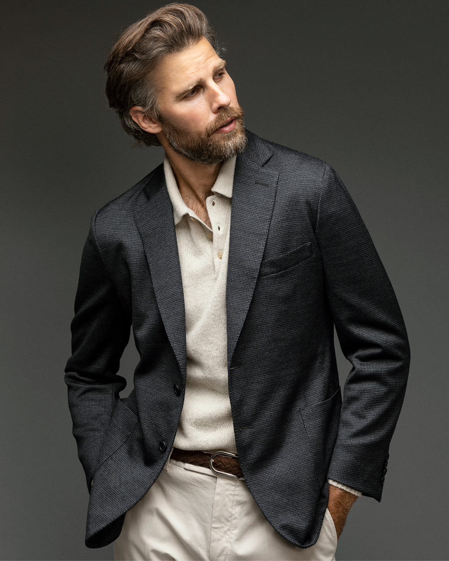 Homme | Blazers | Brioni | Deconstructed Wool/Silk Blazer Grey Houndstooth