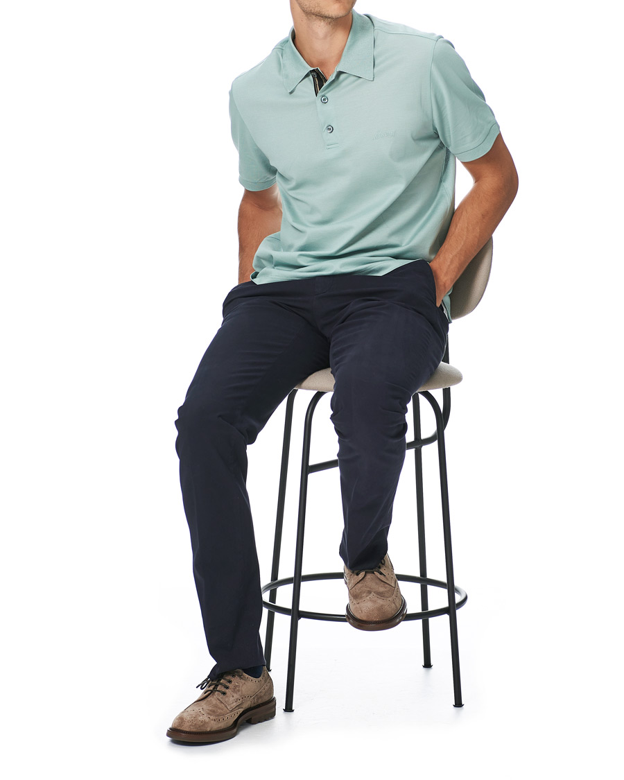 Homme | Polos | Brioni | Contrast Placket Polo Piquet Aqua