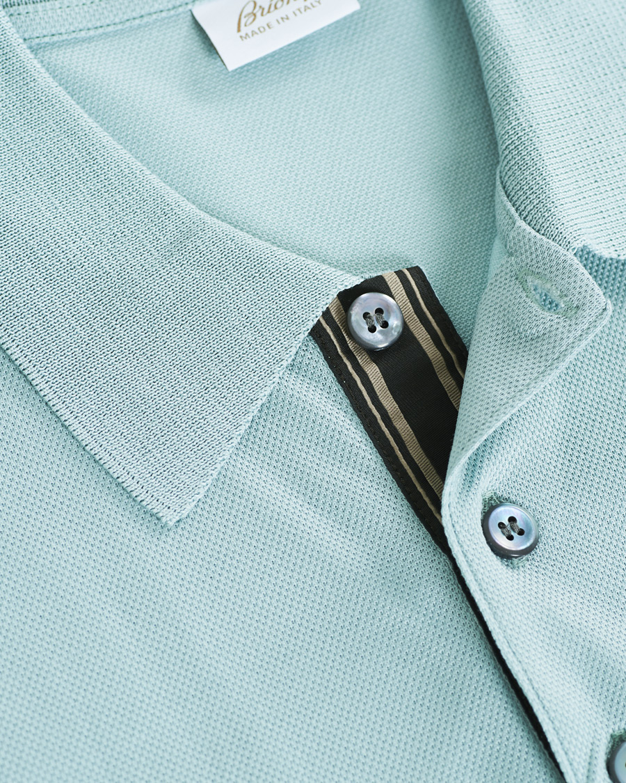 Homme | Polos | Brioni | Contrast Placket Polo Piquet Aqua