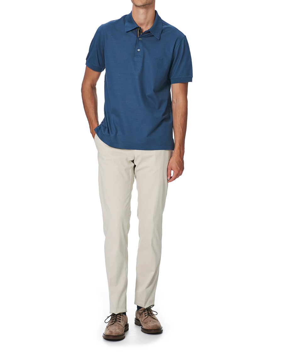 Homme | Polos | Brioni | Contrast Placket Polo Piquet Dark Blue