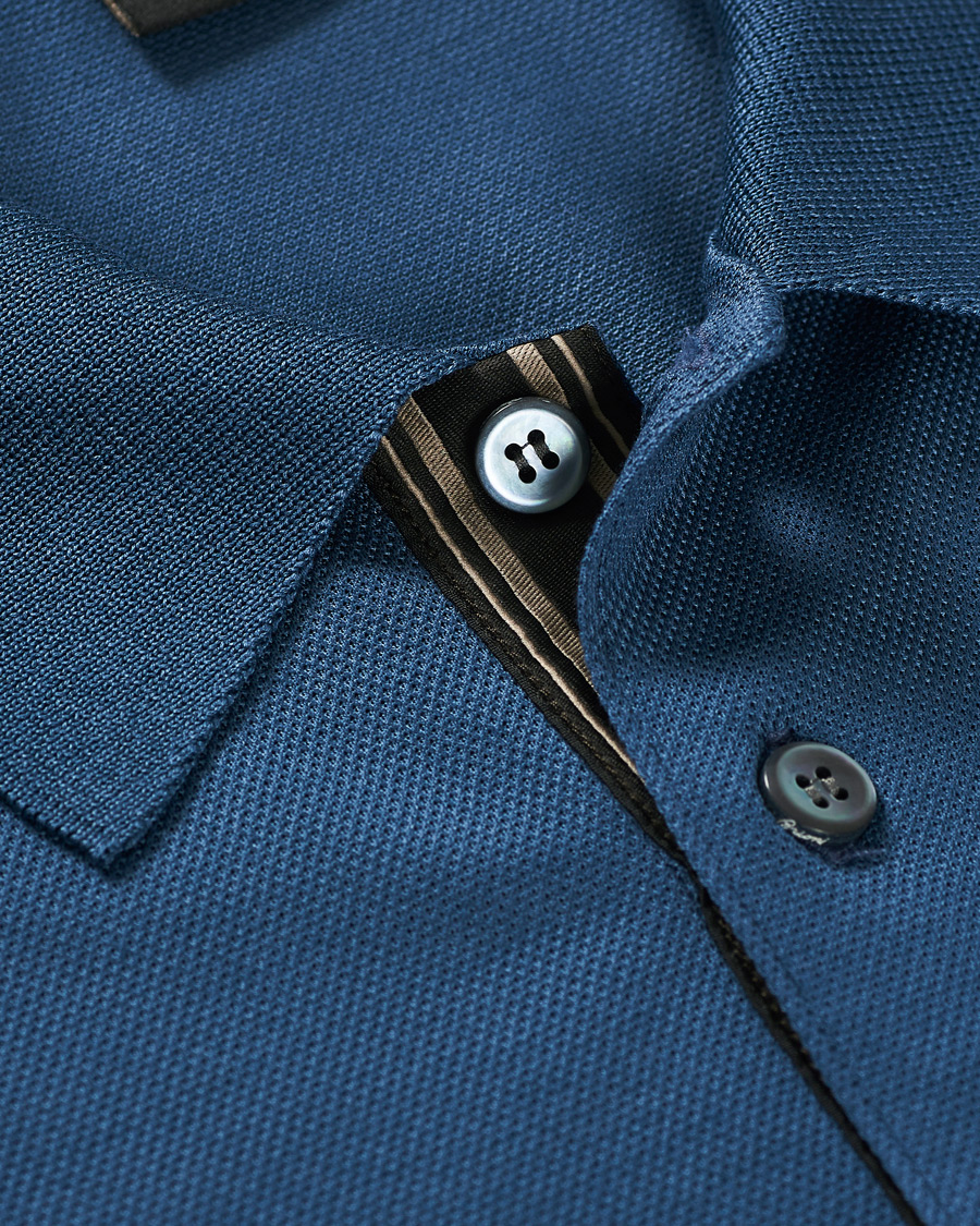 Homme | Polos | Brioni | Contrast Placket Polo Piquet Dark Blue