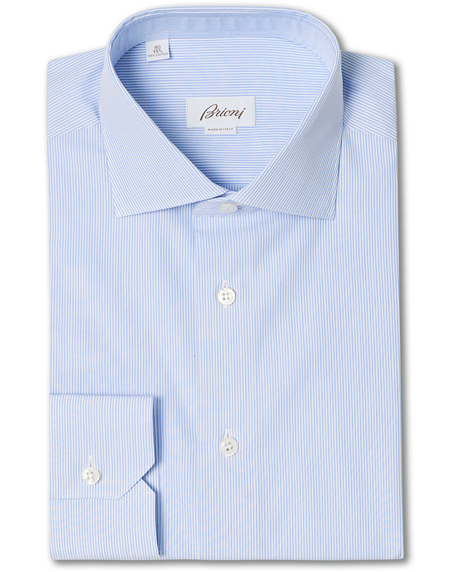 Homme | Chemises | Brioni | Slim Fit Striped Cotton Shirt Light Blue