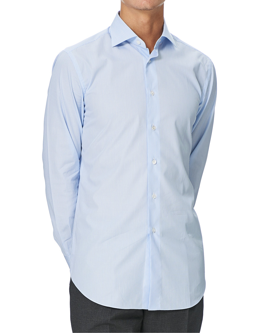 Homme | Chemises | Brioni | Slim Fit Striped Cotton Shirt Light Blue