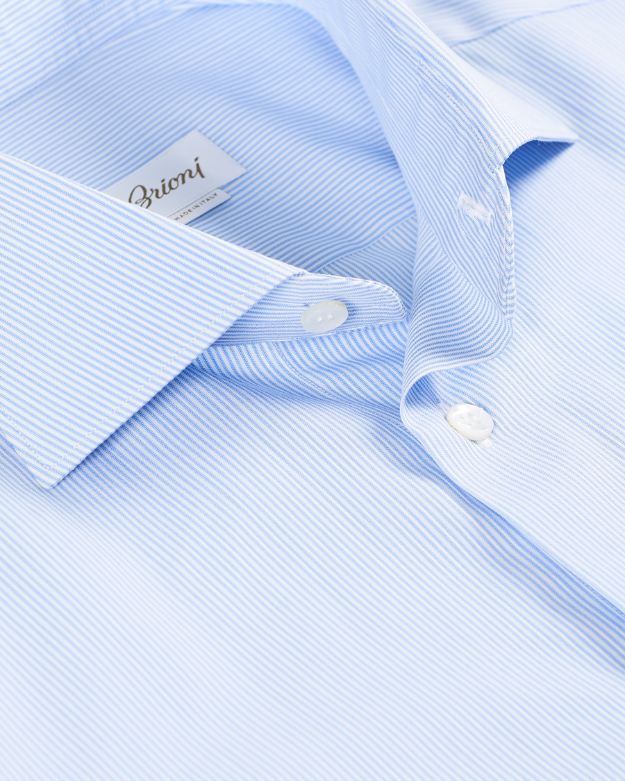 Homme | Chemises | Brioni | Slim Fit Striped Cotton Shirt Light Blue