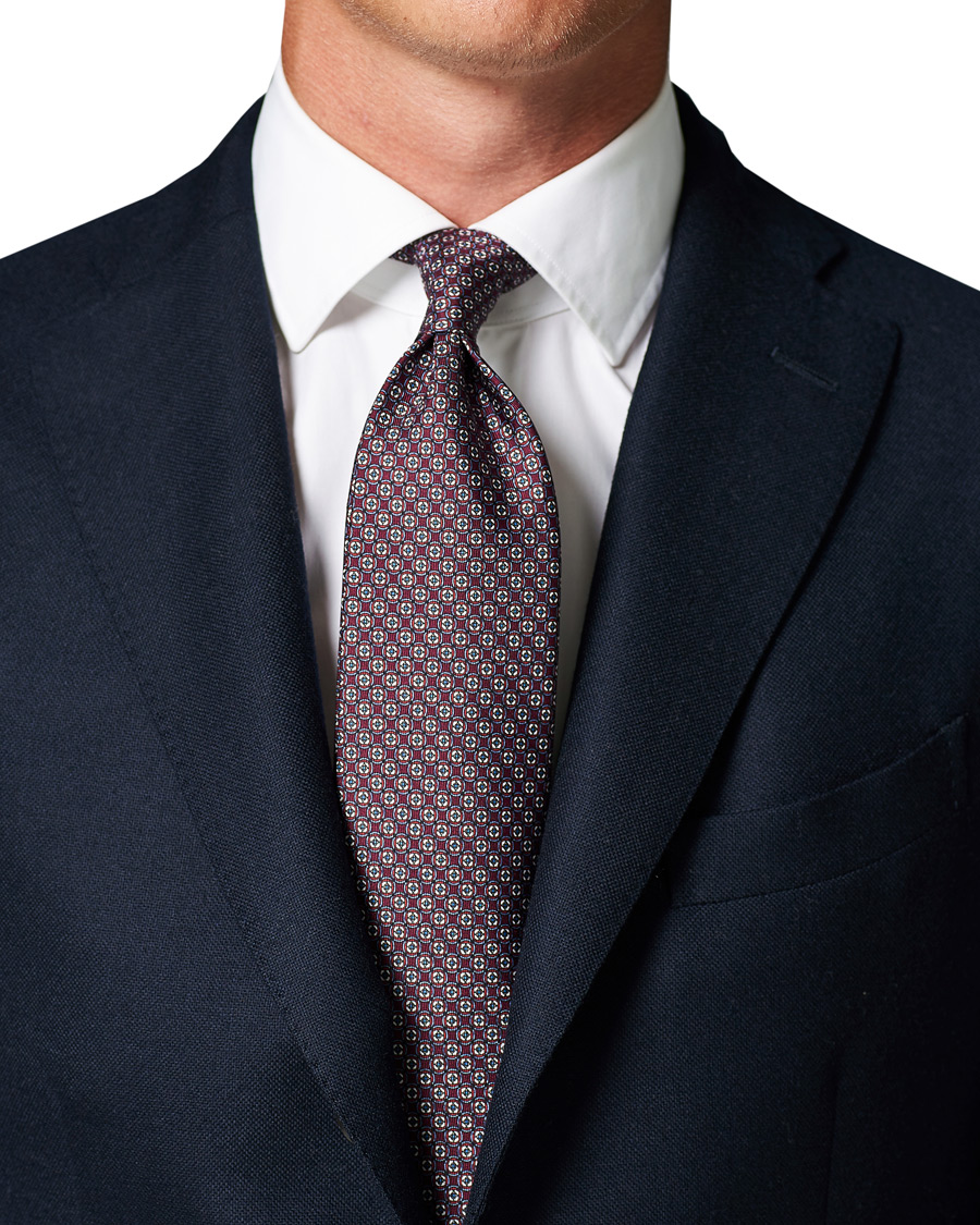Homme | Brioni Printed Micro Pattern Silk Tie Burgundy | Brioni | Printed Micro Pattern Silk Tie Burgundy