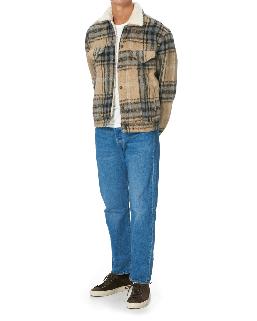 Homme | Manteaux Et Vestes | Levi's | Vintage Fit Sherpa Trucker Camel Blue Plaid
