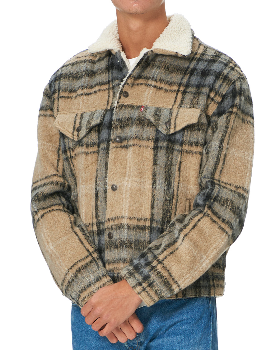 Homme | Manteaux Et Vestes | Levi's | Vintage Fit Sherpa Trucker Camel Blue Plaid