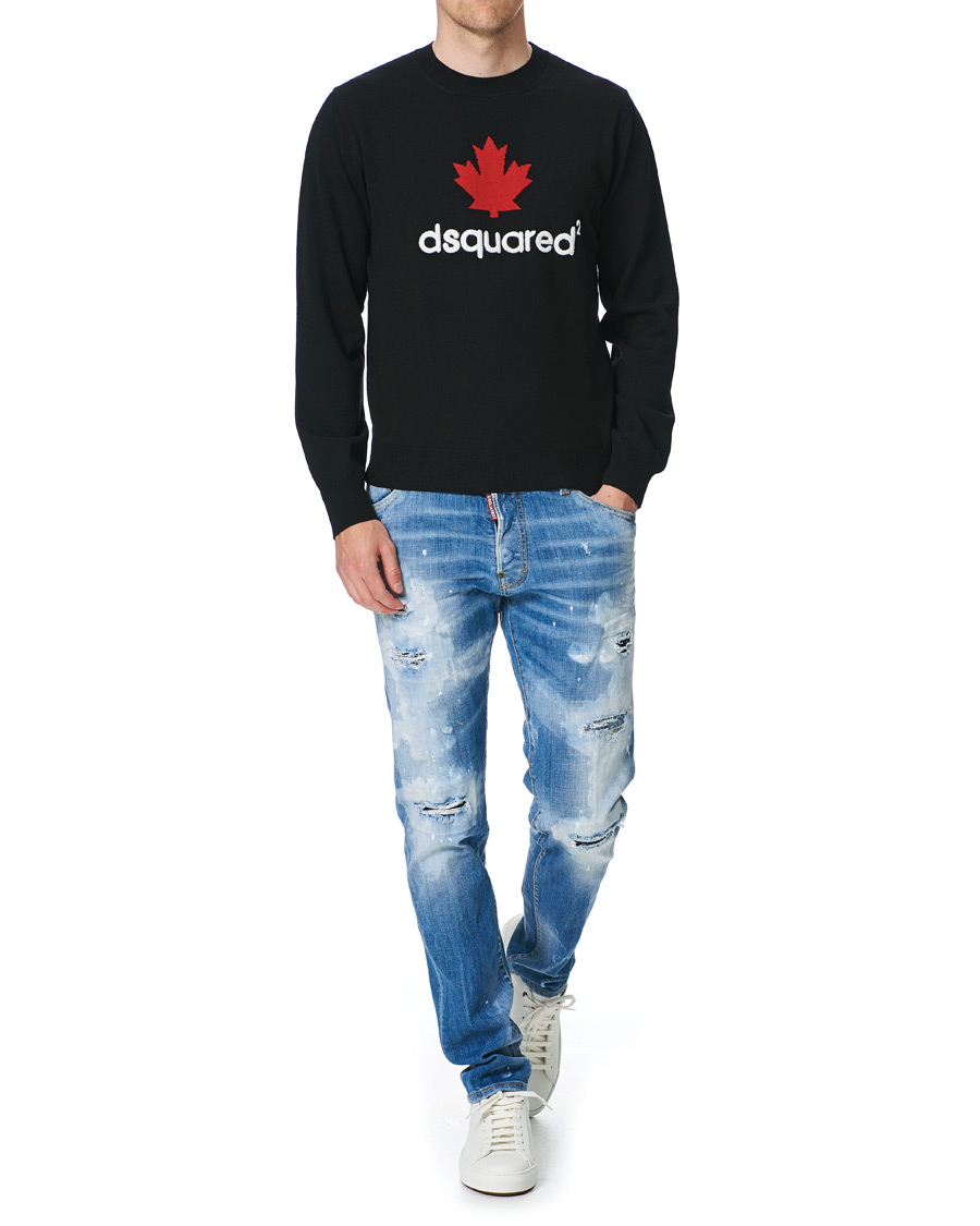 Homme | Pulls Et Tricots | Dsquared2 | Mini D2 Leaf Knitted Sweater Black