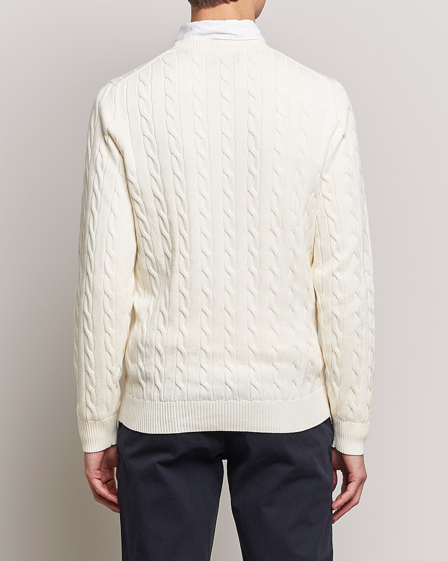 Homme | Pulls Et Tricots | GANT | Cotton Cable Crew Neck Pullover Cream