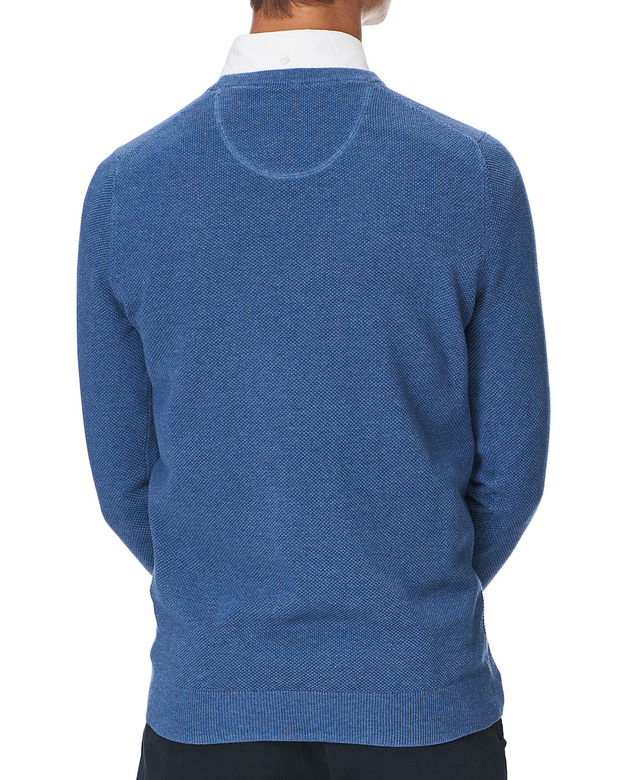 Heren | Truien | GANT | Cotton Pique Crew Neck Sweater Denim Blue Melange
