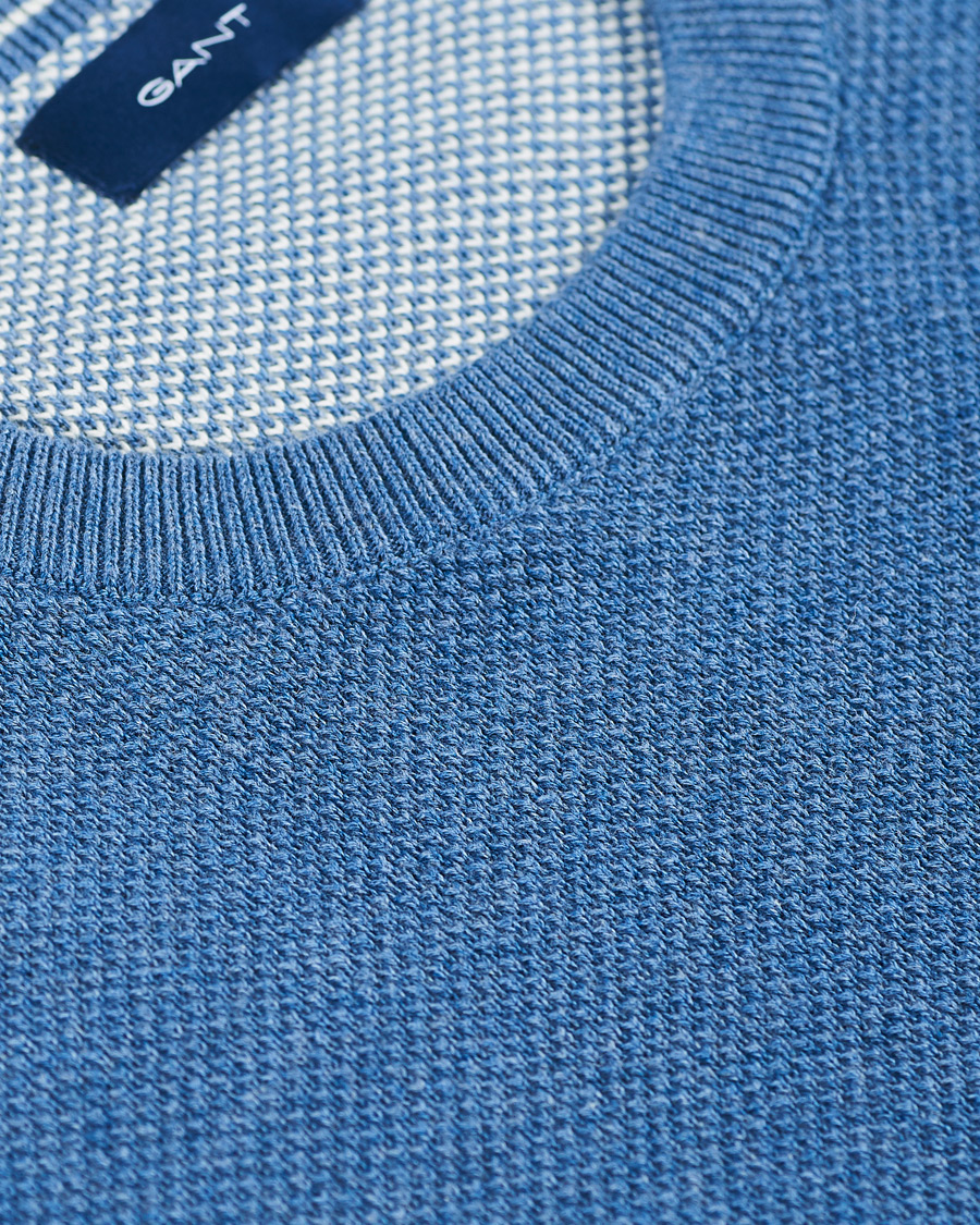 Heren | Truien | GANT | Cotton Pique Crew Neck Sweater Denim Blue Melange