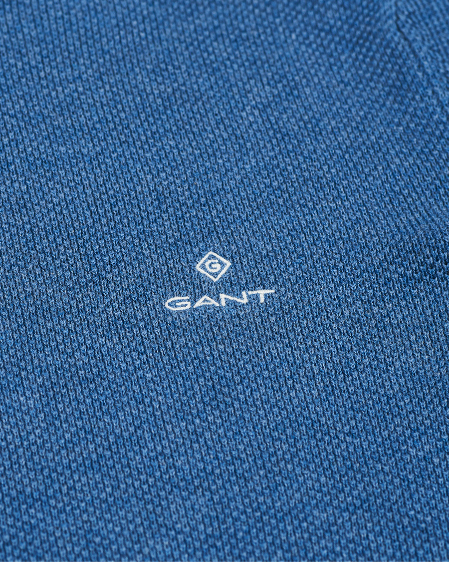 Heren | Truien | GANT | Cotton Pique Crew Neck Sweater Denim Blue Melange