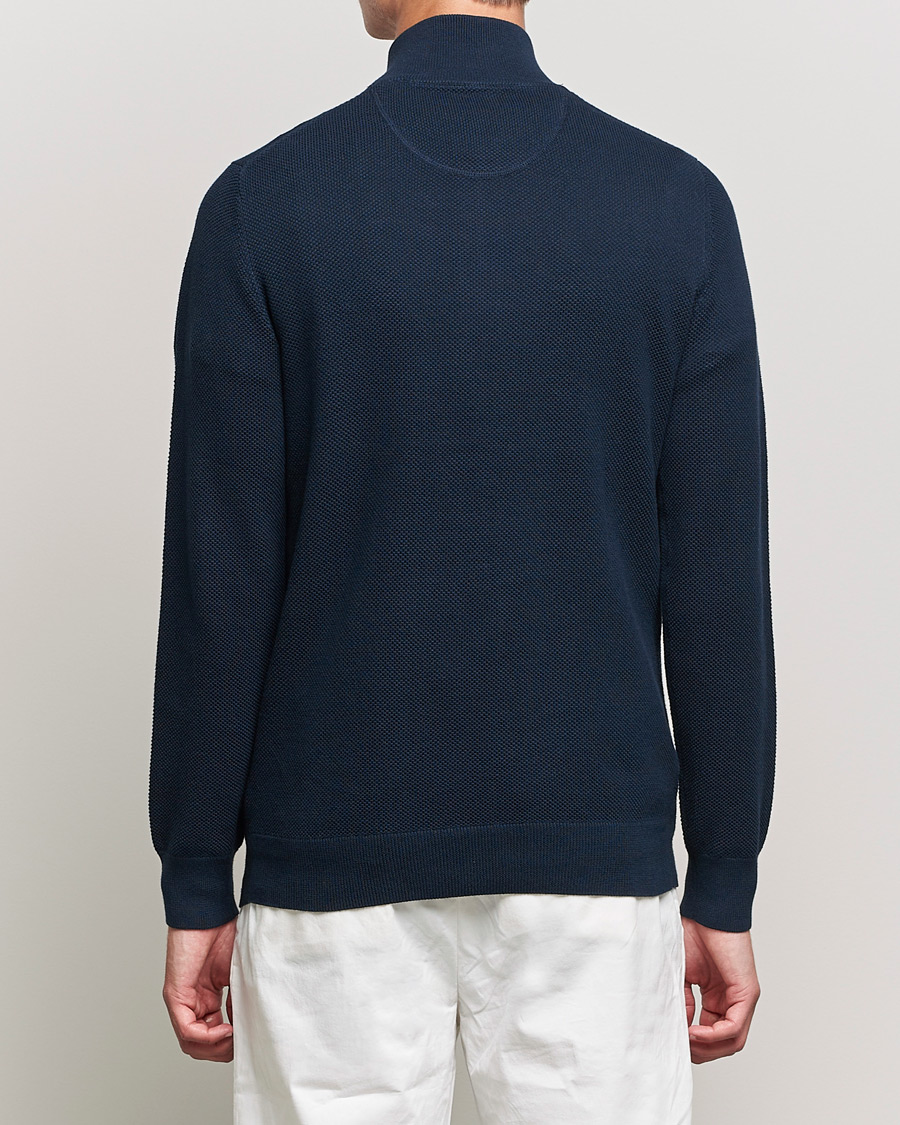 Heren | Truien | GANT | Cotton Pique Half-Zip Sweater Evening Blue