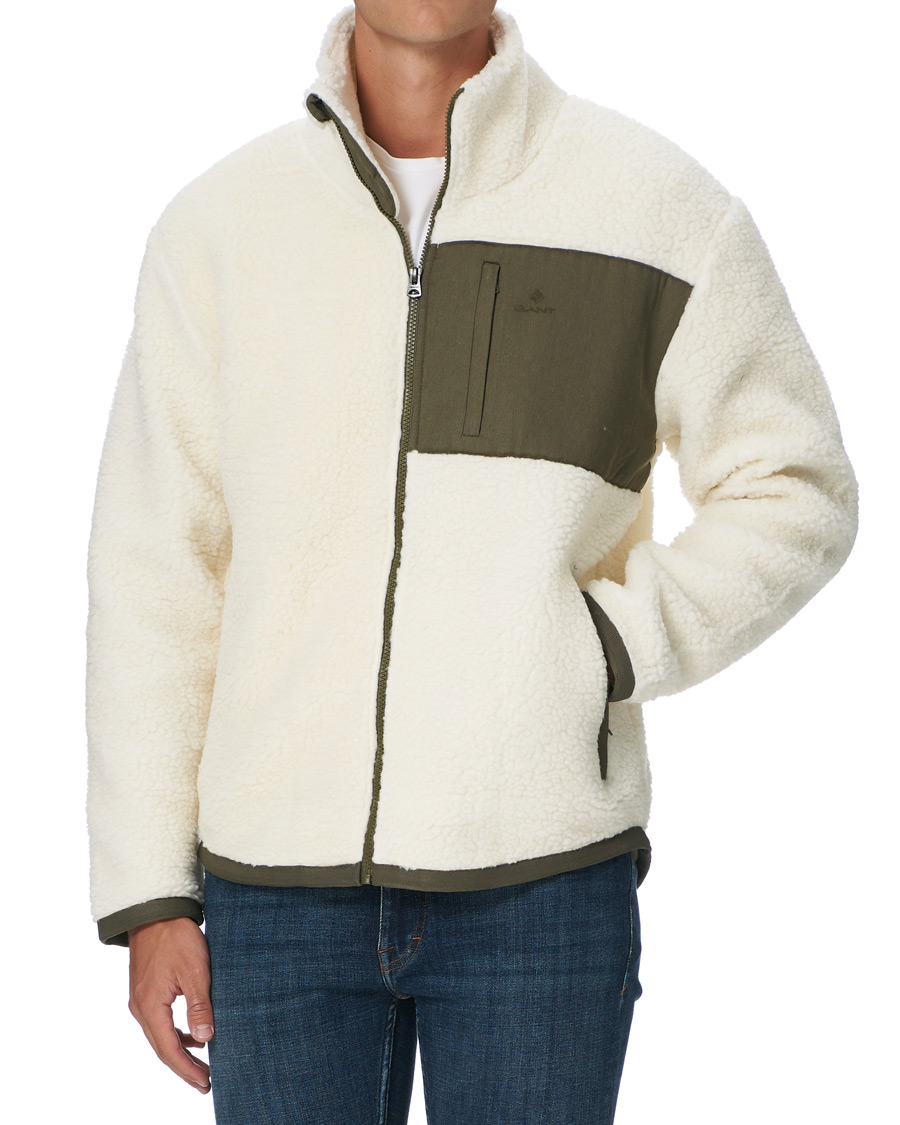 Homme | Pulls Et Tricots | GANT | Fleece Full Zip Jacket Cream