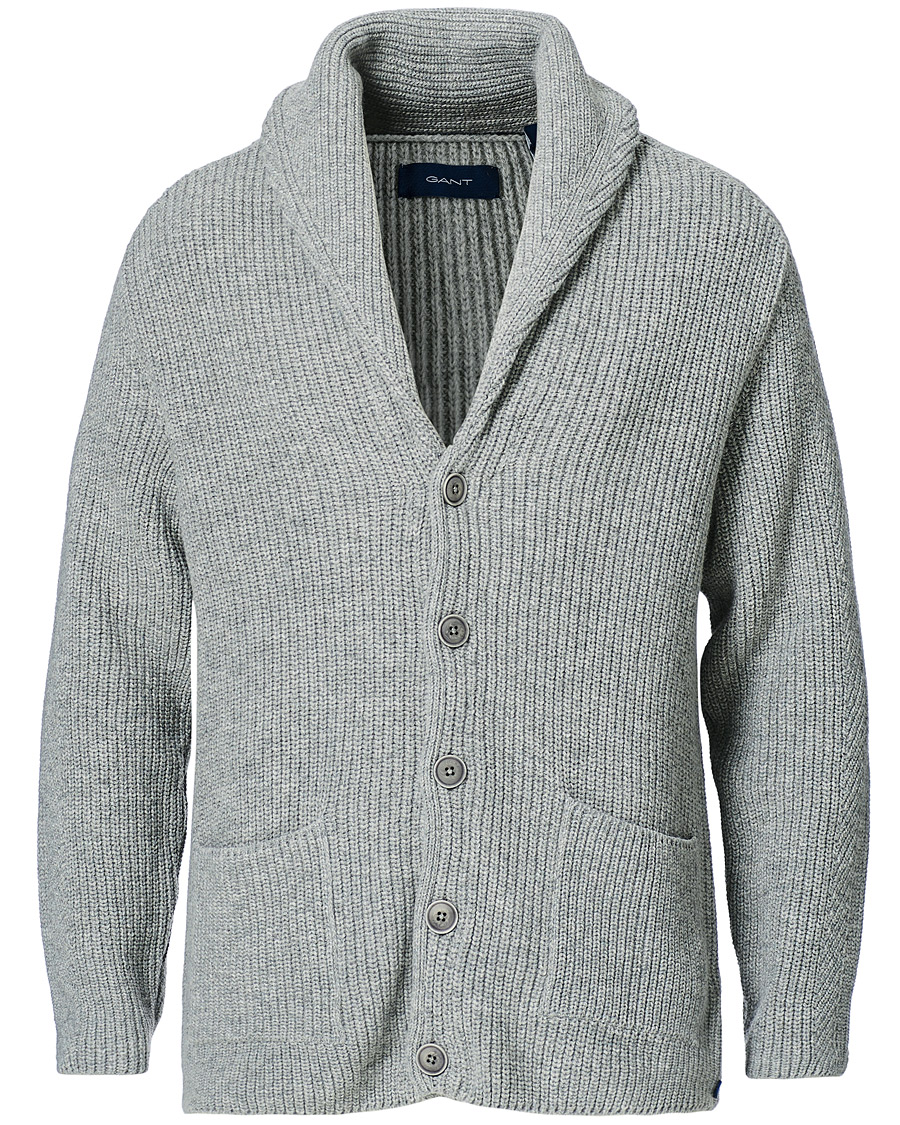 Homme | Pulls Et Tricots | GANT | Mohair Blend Shawl Cardigan Grey Melange