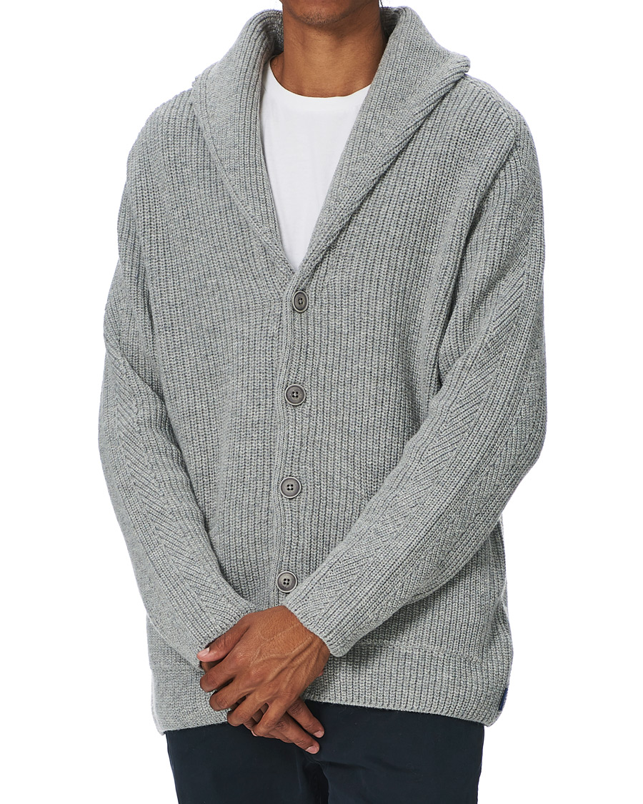 Homme | Pulls Et Tricots | GANT | Mohair Blend Shawl Cardigan Grey Melange