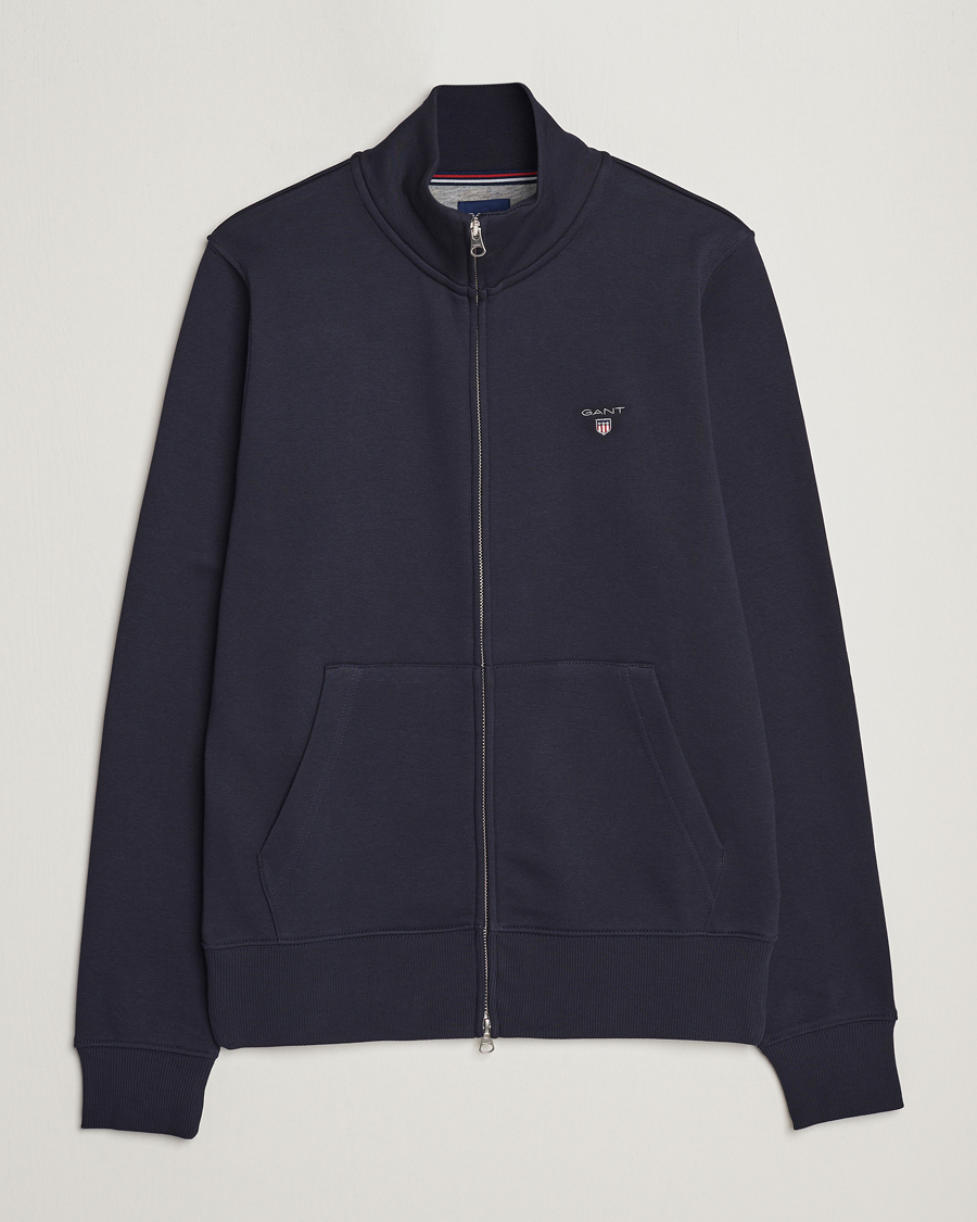 Heren | Truien | GANT | Original Shield Logo Full-Zip Sweater Evening Blue