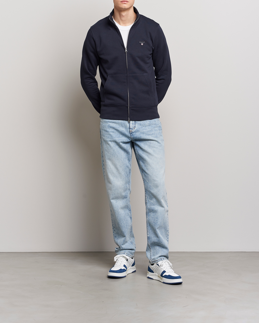 Heren | Truien | GANT | Original Shield Logo Full-Zip Sweater Evening Blue