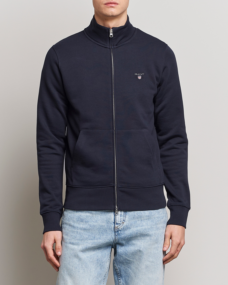 Heren | Truien | GANT | Original Shield Logo Full-Zip Sweater Evening Blue