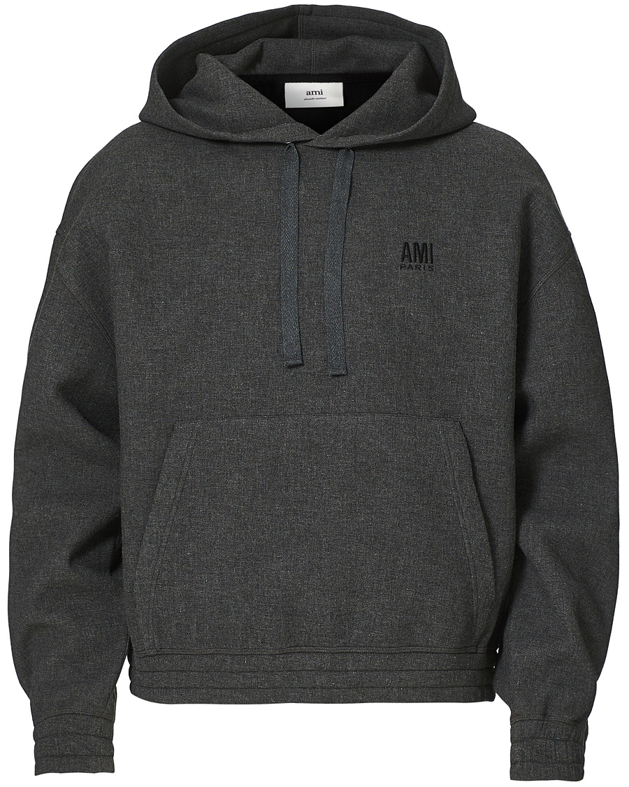 Homme | Pulls Et Tricots | AMI | Oversize Wool Blend Hoodie Dark Grey Melange