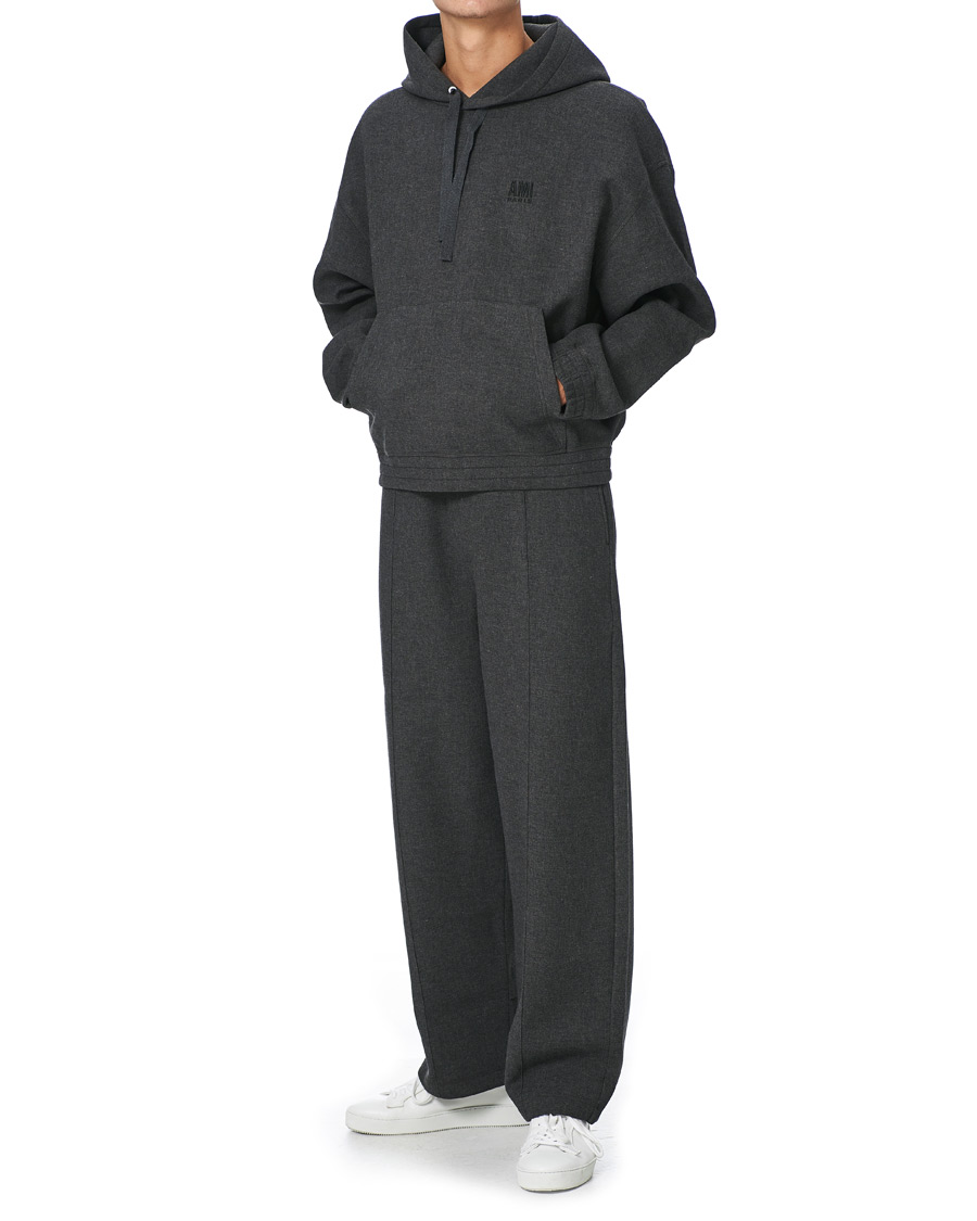 Homme | Pulls Et Tricots | AMI | Oversize Wool Blend Hoodie Dark Grey Melange