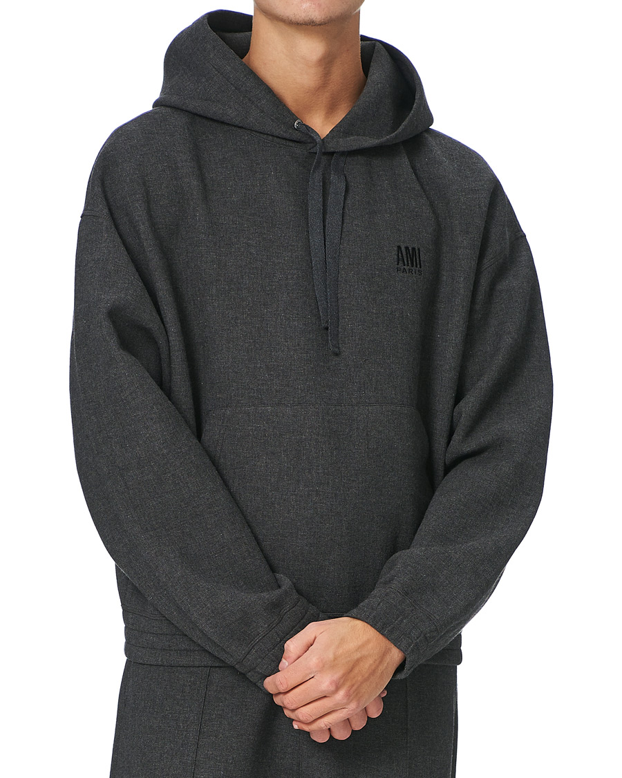 Homme | Pulls Et Tricots | AMI | Oversize Wool Blend Hoodie Dark Grey Melange