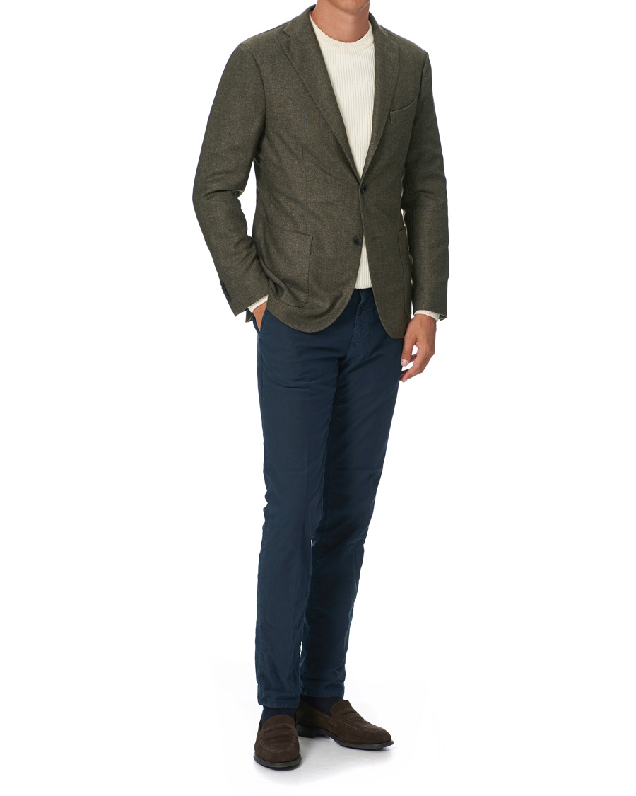 Homme | Pantalons | Incotex | Slim Fit Garment Dyed Slacks Navy