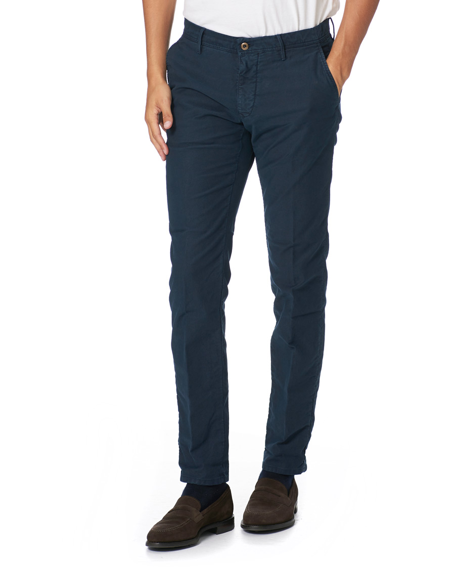 Homme | Pantalons | Incotex | Slim Fit Garment Dyed Slacks Navy