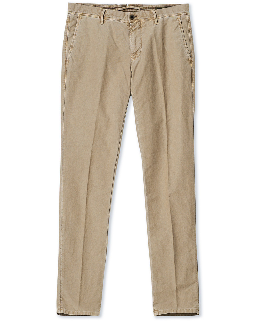 Homme | Pantalons | Incotex | Slim Fit Garment Dyed Slacks Beige