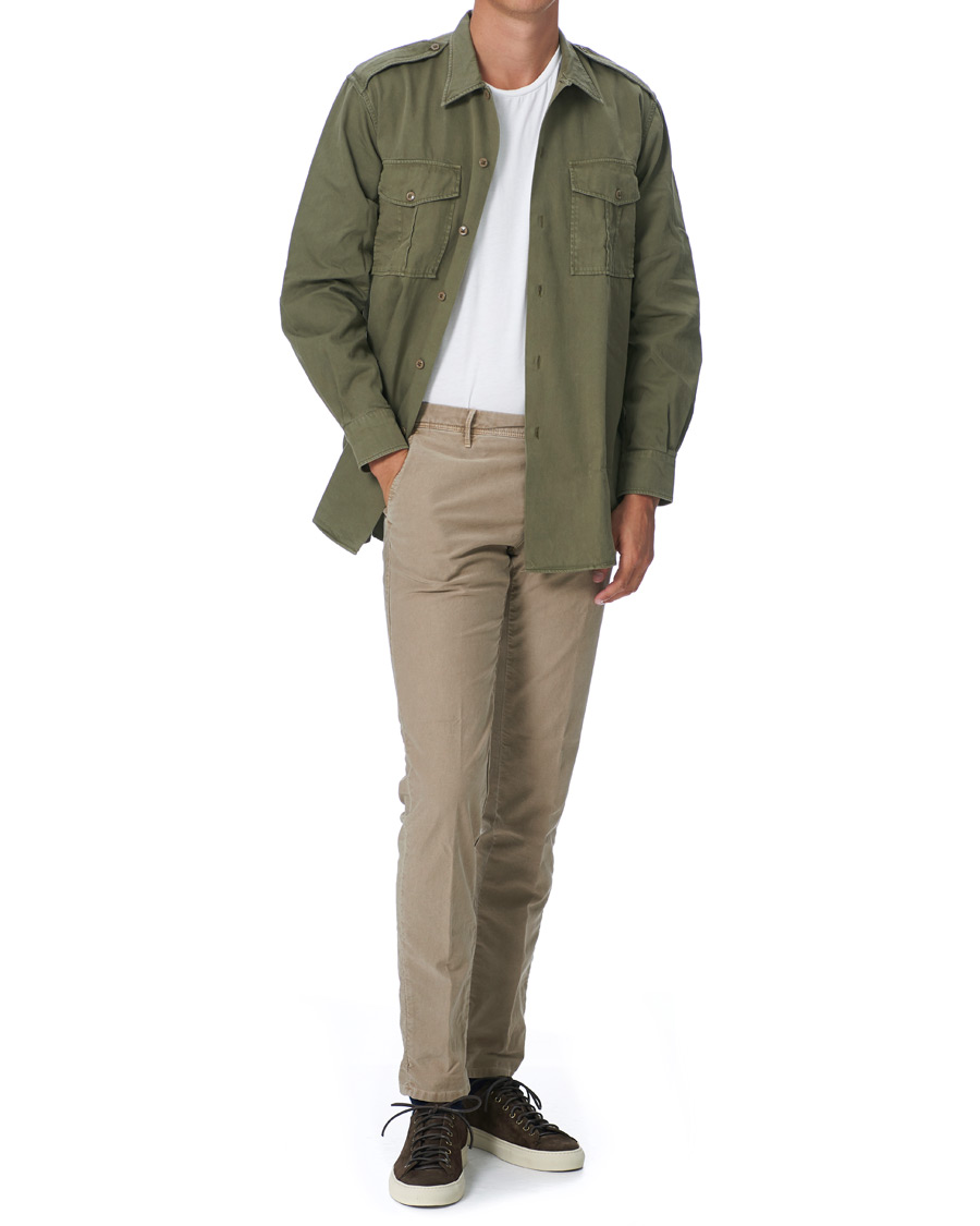 Homme | Pantalons | Incotex | Slim Fit Garment Dyed Slacks Beige