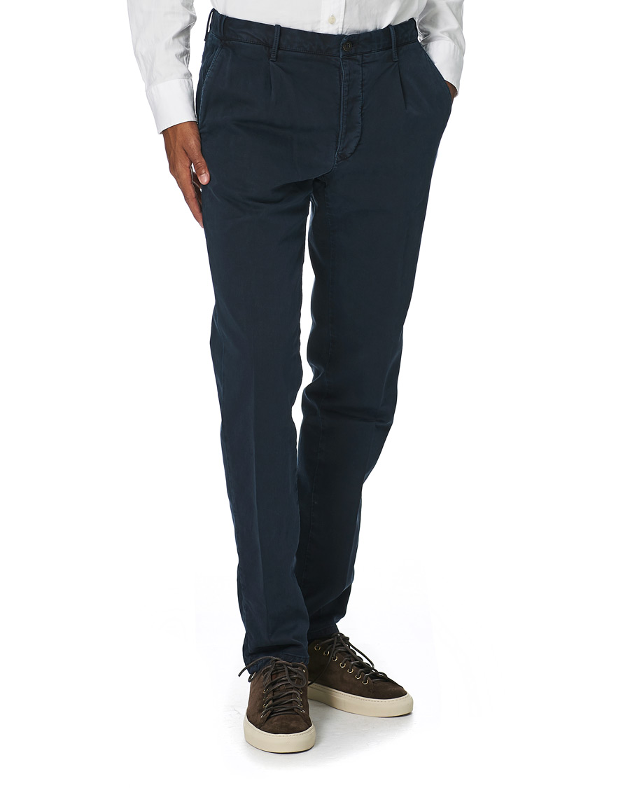 Homme | Pantalons | Incotex | Slim Fit Cotton Satin Sweatpants Midnight