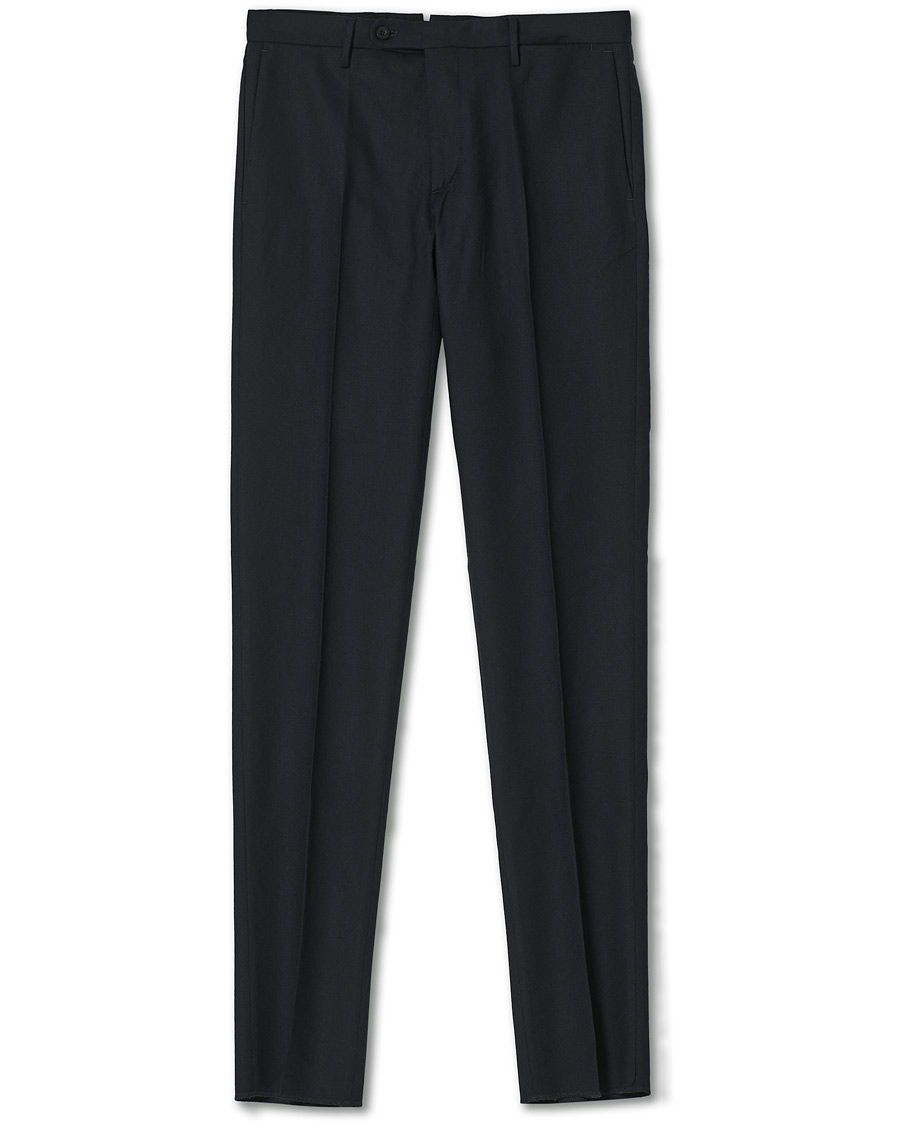 Homme | Pantalons | Incotex | Slim Fit Washable Flannel Trousers Navy
