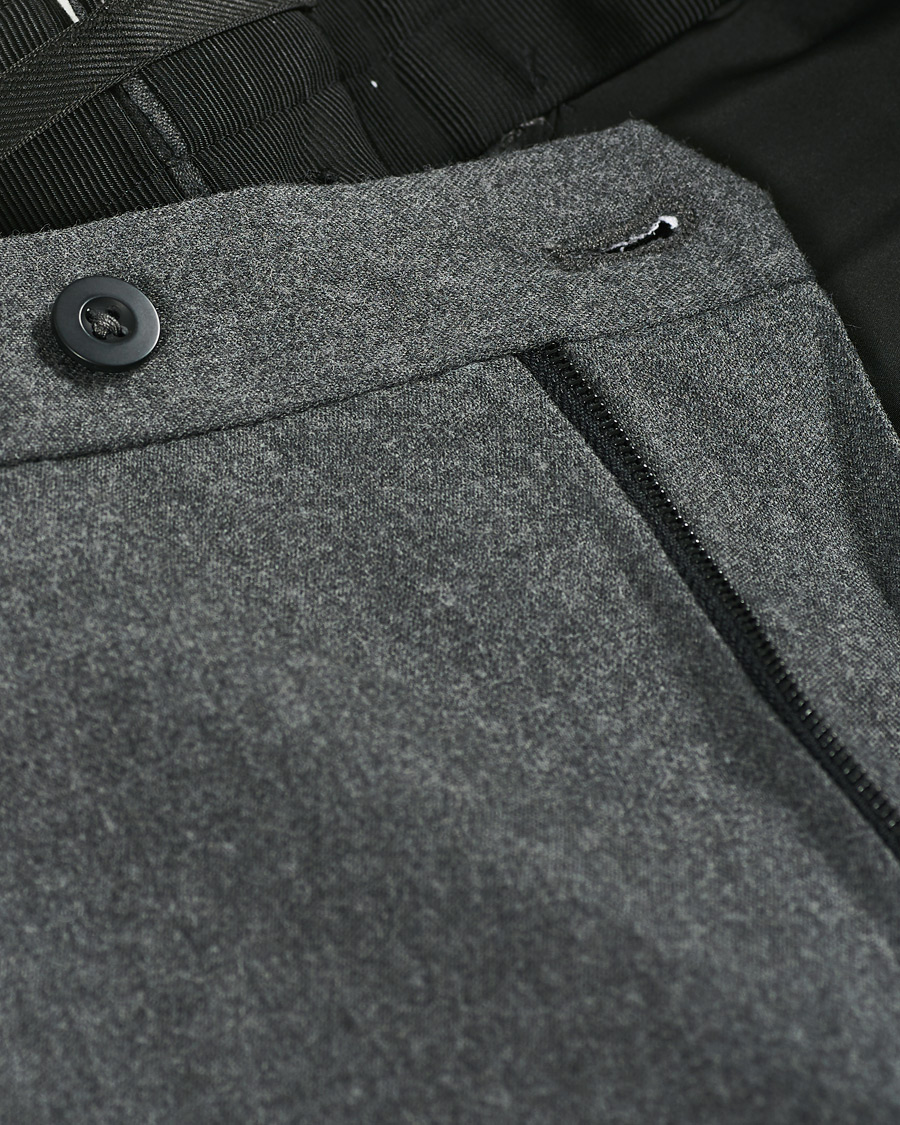 Homme | Pantalons | Incotex | Slim Fit Washable Flannel Trousers Grey Melange