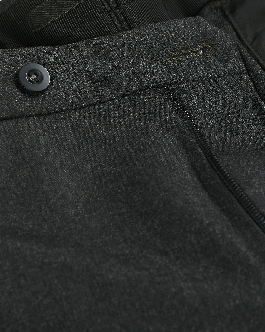 Homme | Pantalons | Incotex | Slim Fit Washable Flannel Trousers Dark Grey