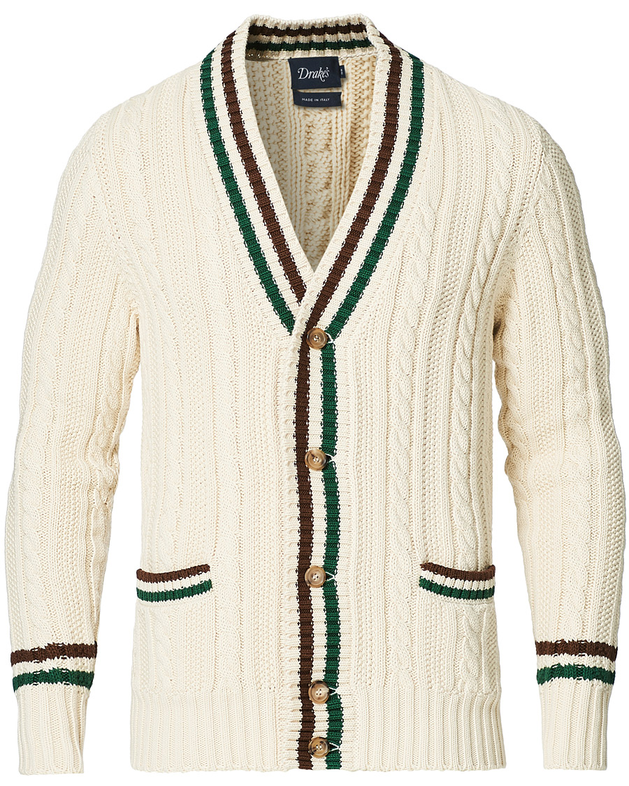 Homme | Pulls Et Tricots | Drake's | Cotton/Cashmere Cricket V-Neck Jumper Ecru