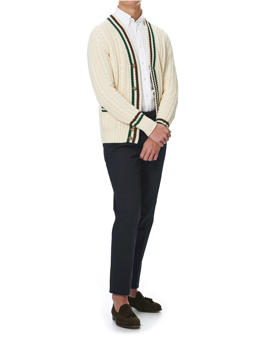 Homme | Pulls Et Tricots | Drake's | Cotton/Cashmere Cricket V-Neck Jumper Ecru