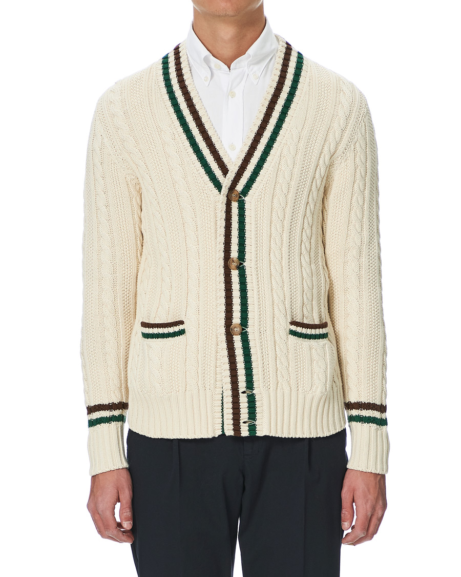 Homme | Pulls Et Tricots | Drake's | Cotton/Cashmere Cricket V-Neck Jumper Ecru