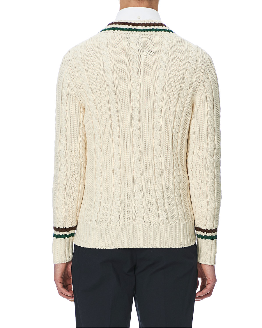 Homme | Pulls Et Tricots | Drake's | Cotton/Cashmere Cricket V-Neck Jumper Ecru