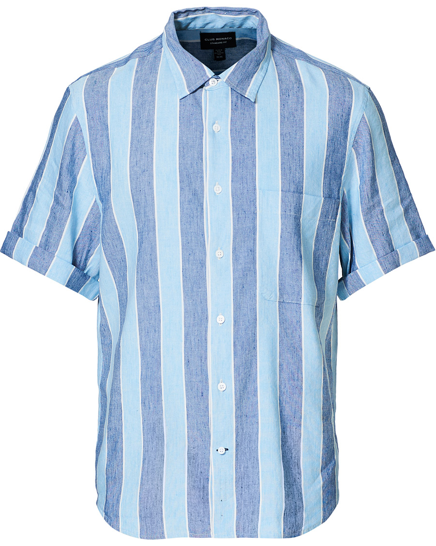 Homme | Chemises | Club Monaco | Striped Linen Shirt Deep Ultramarine Multi