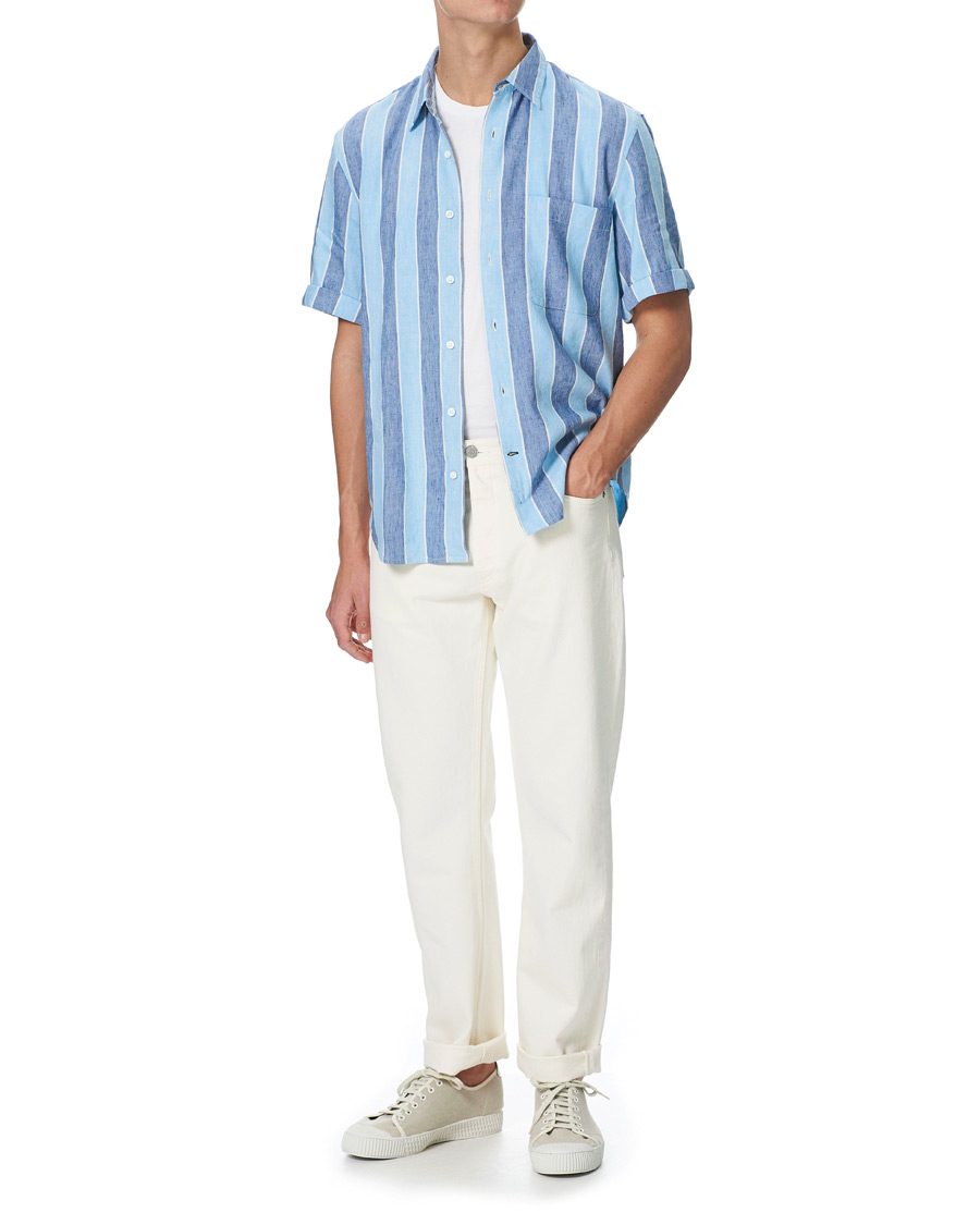 Homme | Chemises | Club Monaco | Striped Linen Shirt Deep Ultramarine Multi