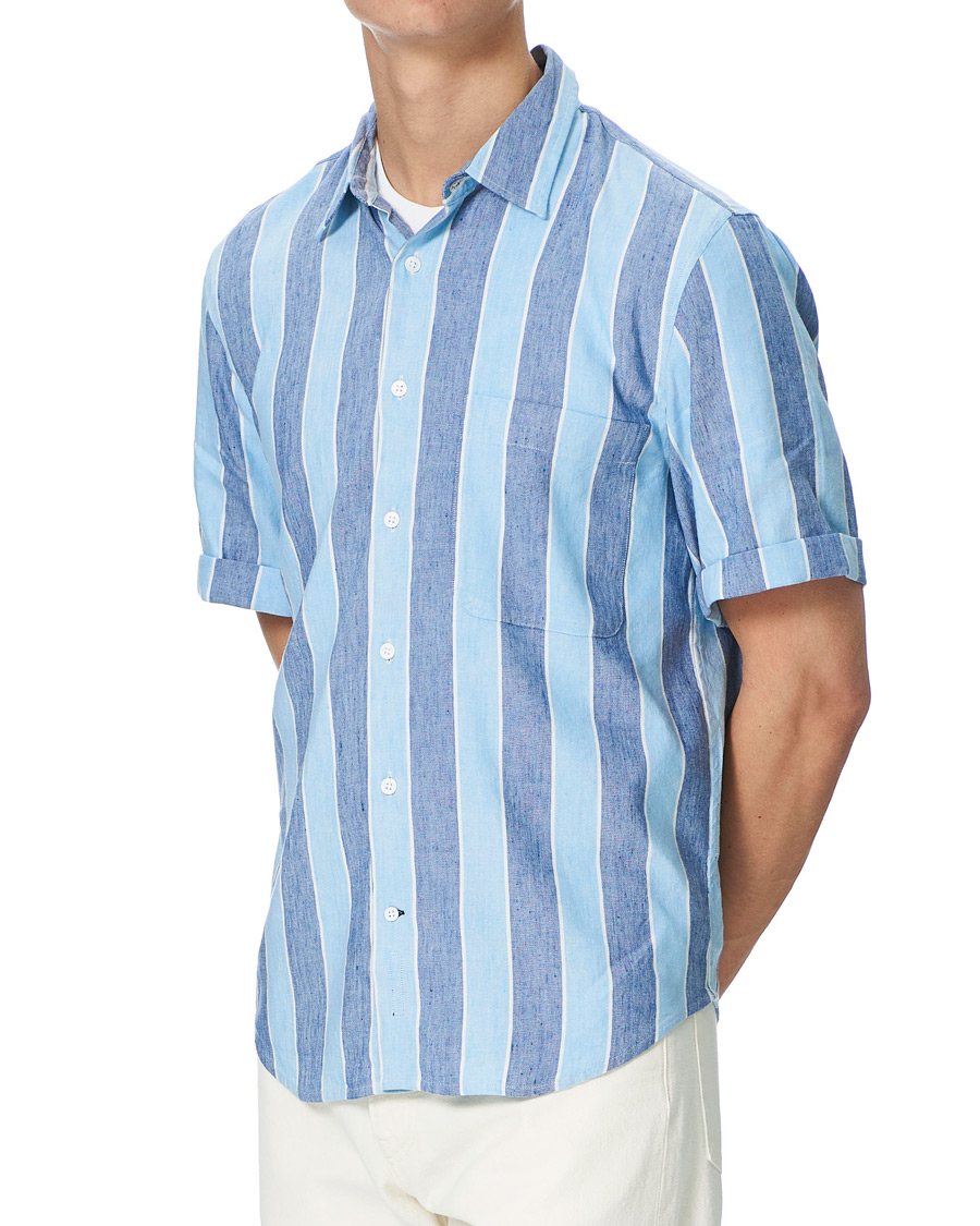 Homme | Chemises | Club Monaco | Striped Linen Shirt Deep Ultramarine Multi