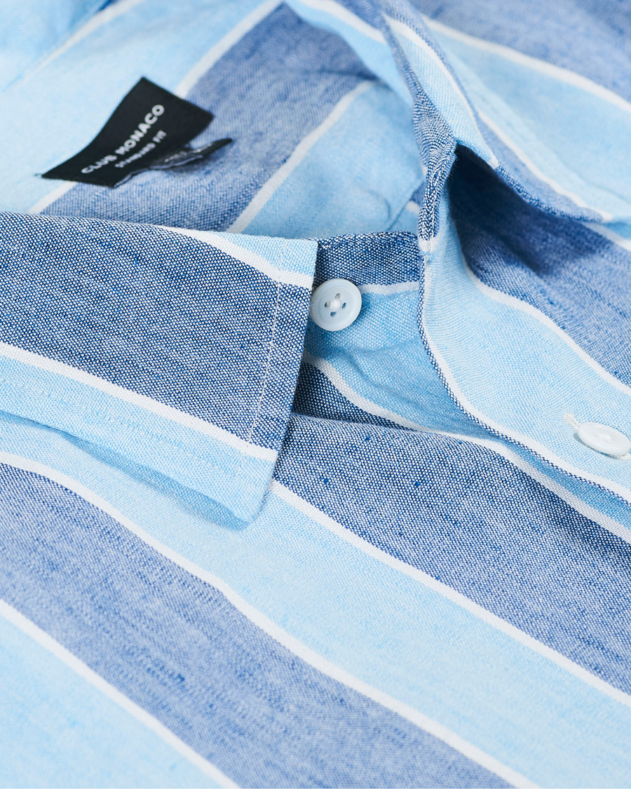 Homme | Chemises | Club Monaco | Striped Linen Shirt Deep Ultramarine Multi