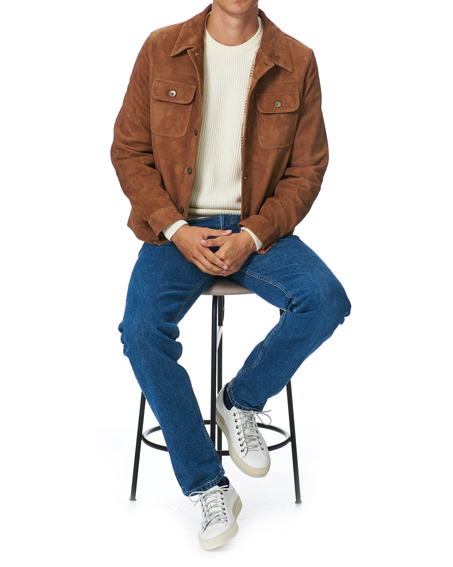 Homme | Manteaux Et Vestes | Valstar | Suede Trucker Jacket Sandal Brown