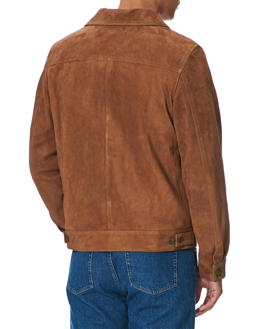 Homme | Manteaux Et Vestes | Valstar | Suede Trucker Jacket Sandal Brown
