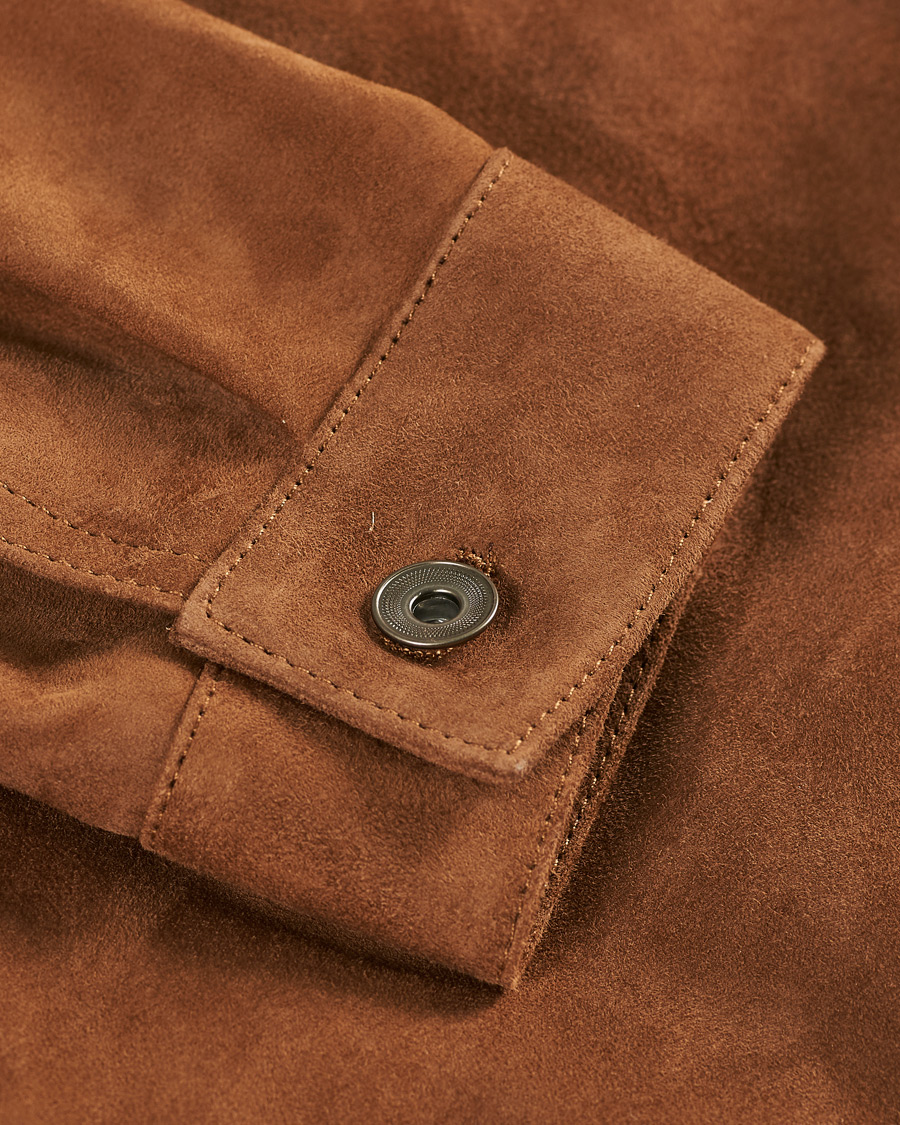 Homme | Manteaux Et Vestes | Valstar | Suede Trucker Jacket Sandal Brown