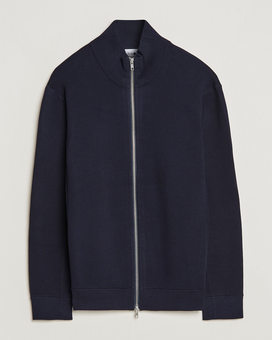 Homme | Pulls Et Tricots | NN07 | Luis Cotton/Modal Full Zip Sweater Navy Blue