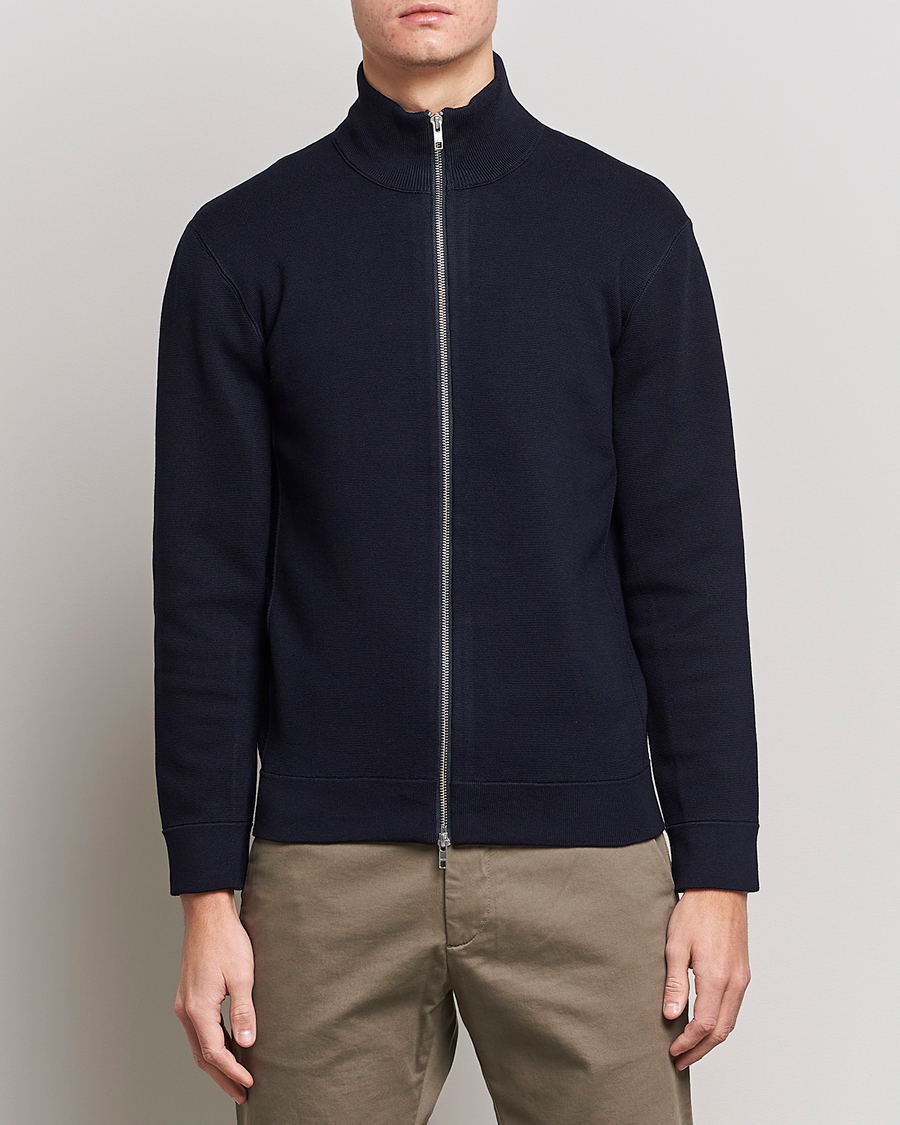 Homme | Pulls Et Tricots | NN07 | Luis Cotton/Modal Full Zip Sweater Navy Blue